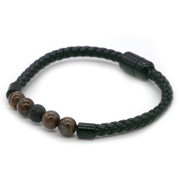 Bracelet Magnetic Clasp, Brownstones, Leather Unisex. - Picture 1 of 1